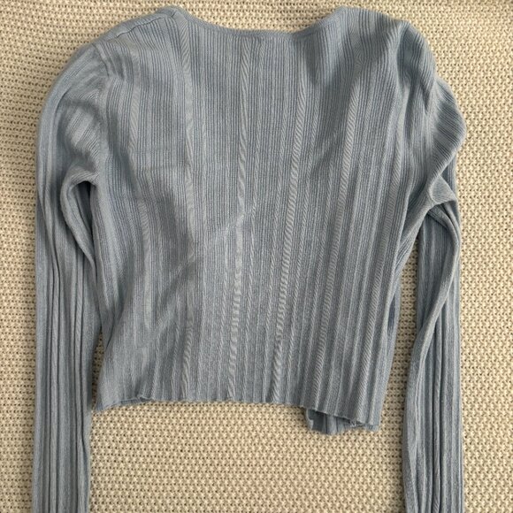 Garage Baby Blue ribbed cropped cardigan top buttoned size xs - Picture 3 of 3